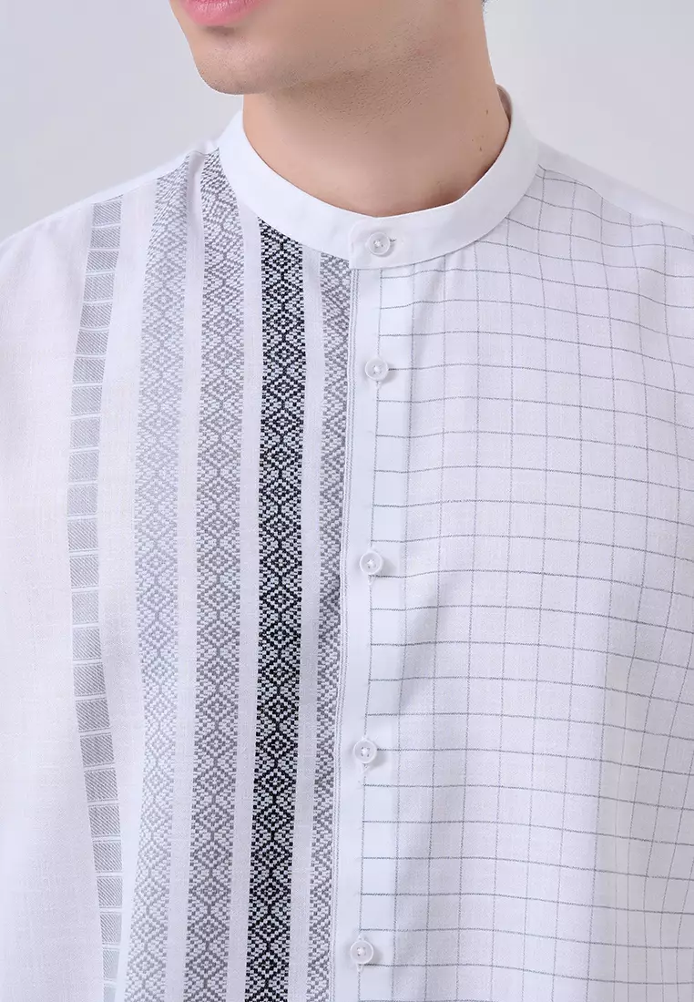 MANZONE X Adipati Dolken - Kemeja Koko Lengan Pendek Shiraz Comfort Fit - White Warna White