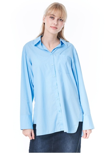 United Colors of Benetton blue Blouse with Side Slits 0CB21AAF836A8EGS_1