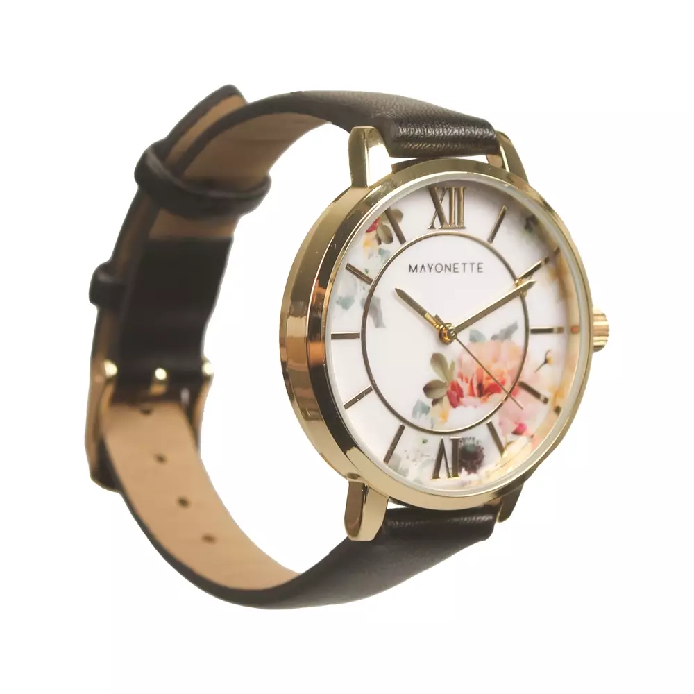 Mayonette Luxury Dahlia Women Watches Strap Pu Korean Style Jam Tangan Wanita - Black