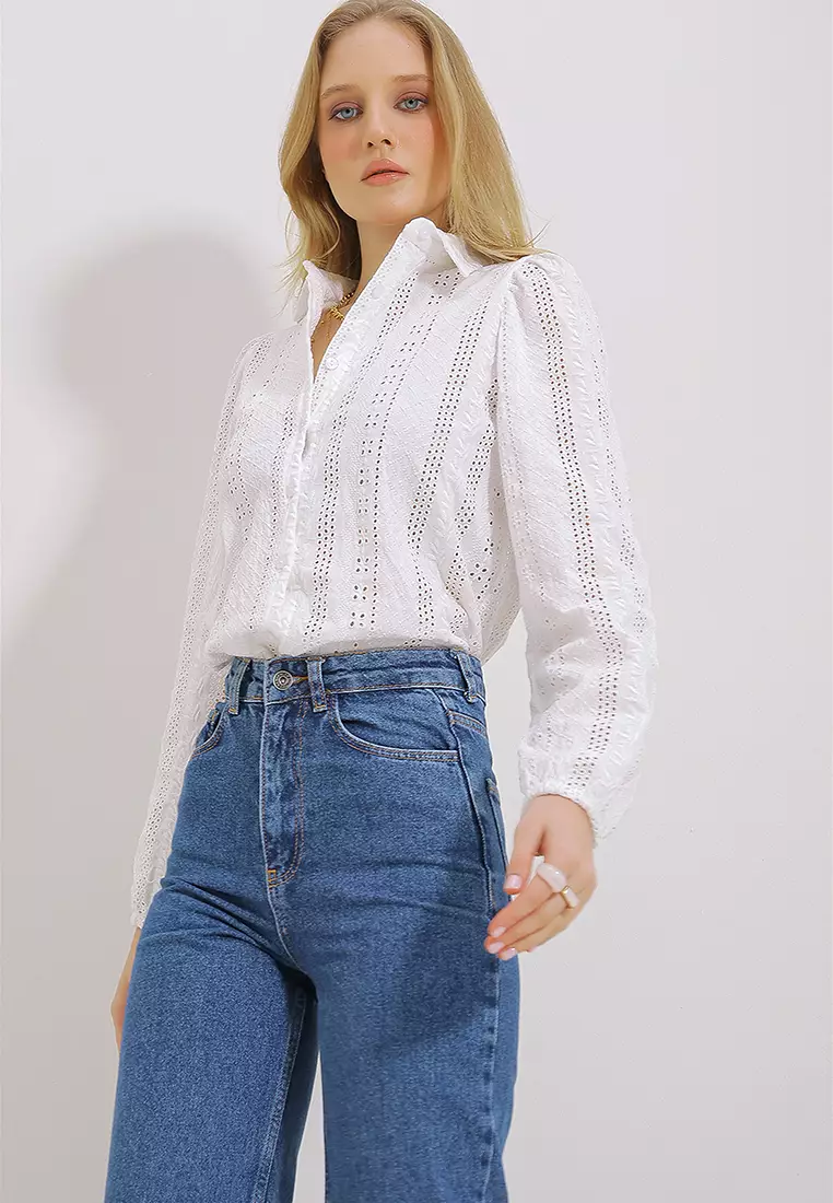 Long Sleeves Lace Shirt