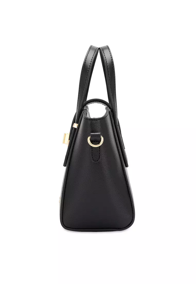 Women's Twist Lock Top Handle Bag / Sling Bag / Crossbody Bag - Black