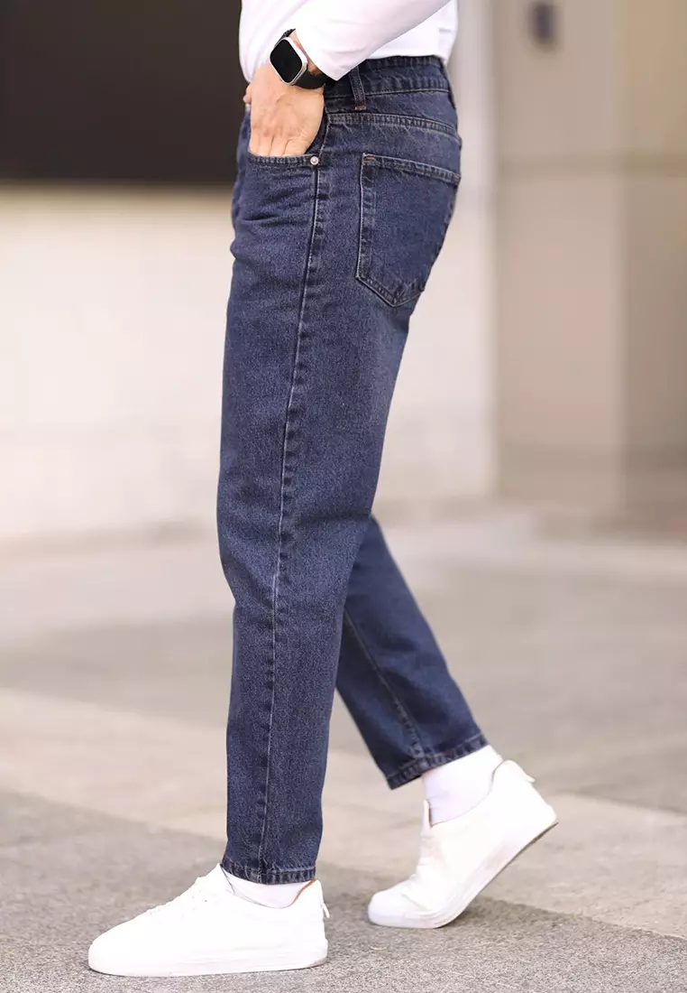 Navy Blue 100% Cotton Boyfriend Jeans TMNAW25JE00020