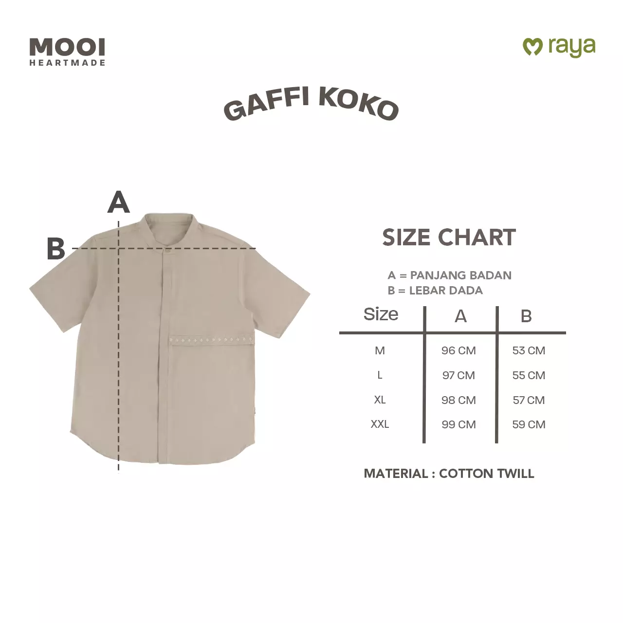 Mooi Atasan Pria Kemeja Pria Raya Collection Gaffi Koko V1 - Clary Sage