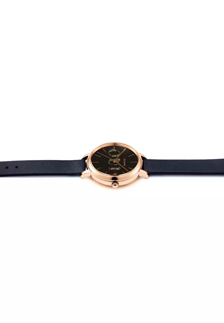 [Sustainable Watch] Oui & Me Petite Fleurette 34mm Women's Quartz Watch Black Leather ME010079