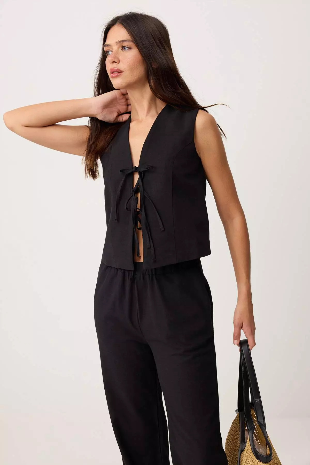 Black Woven Bottom - Top Set Twoss25Au34
