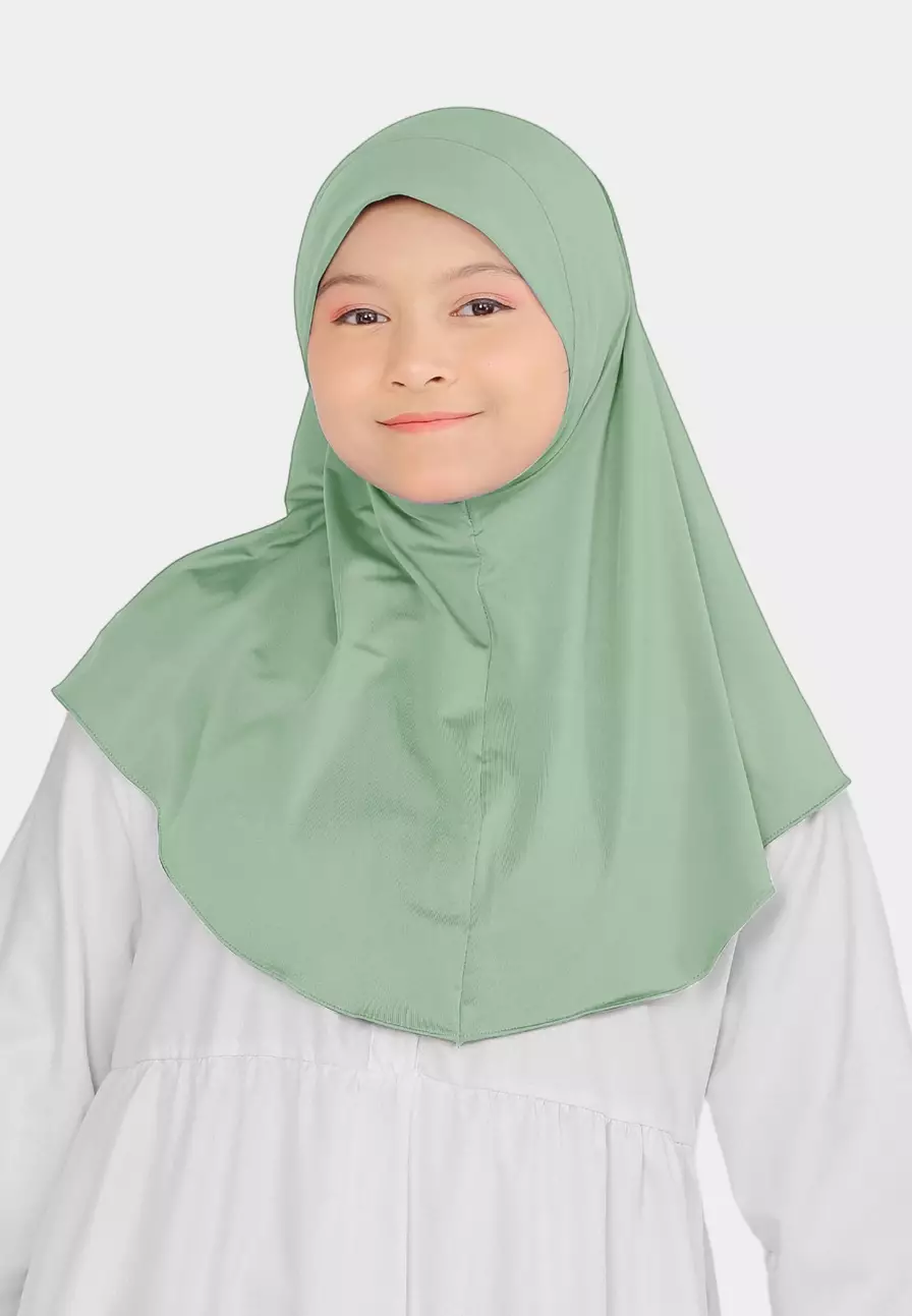 Cotton Bee - Atiyah Bergo Anak | Hijab Instan Anak - Sage Green - XL