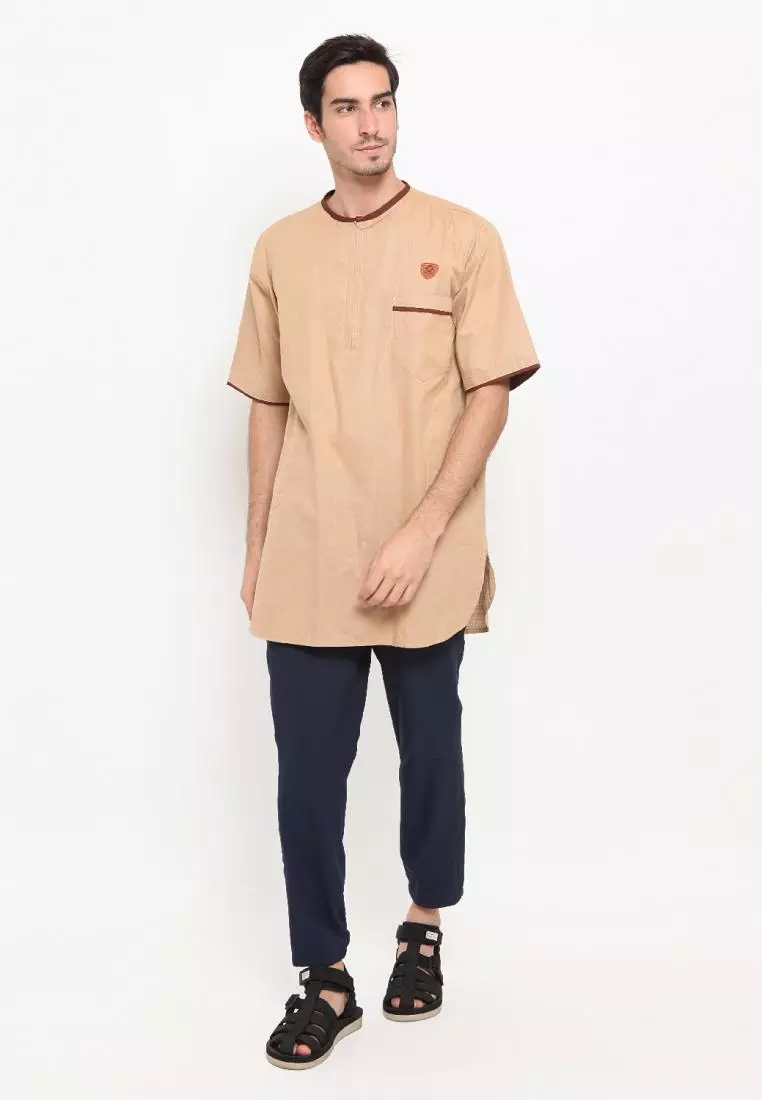 Zayidan Baju Koko Gamis Muslim Pria Umar - Cream