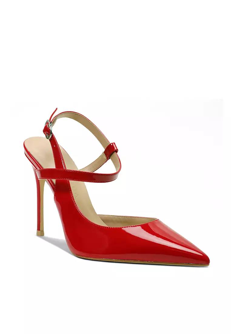 10CM Patent Leather Pointed Slingback High Heels HZL280