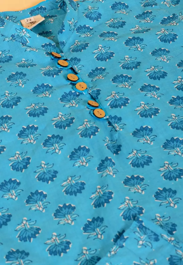 Ocean Blue Boys Kurta Pajama Set