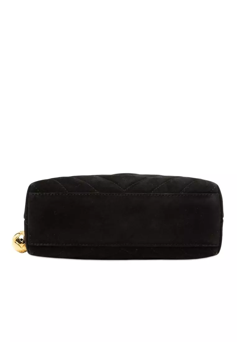 Pre-Loved Chanel Cc Diamond Quilted Suede Crossbody