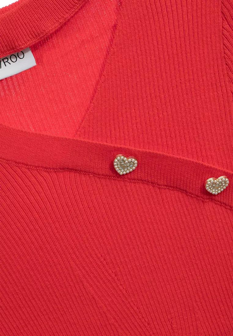 Long Sleeve Hollow Neckline Knit Top