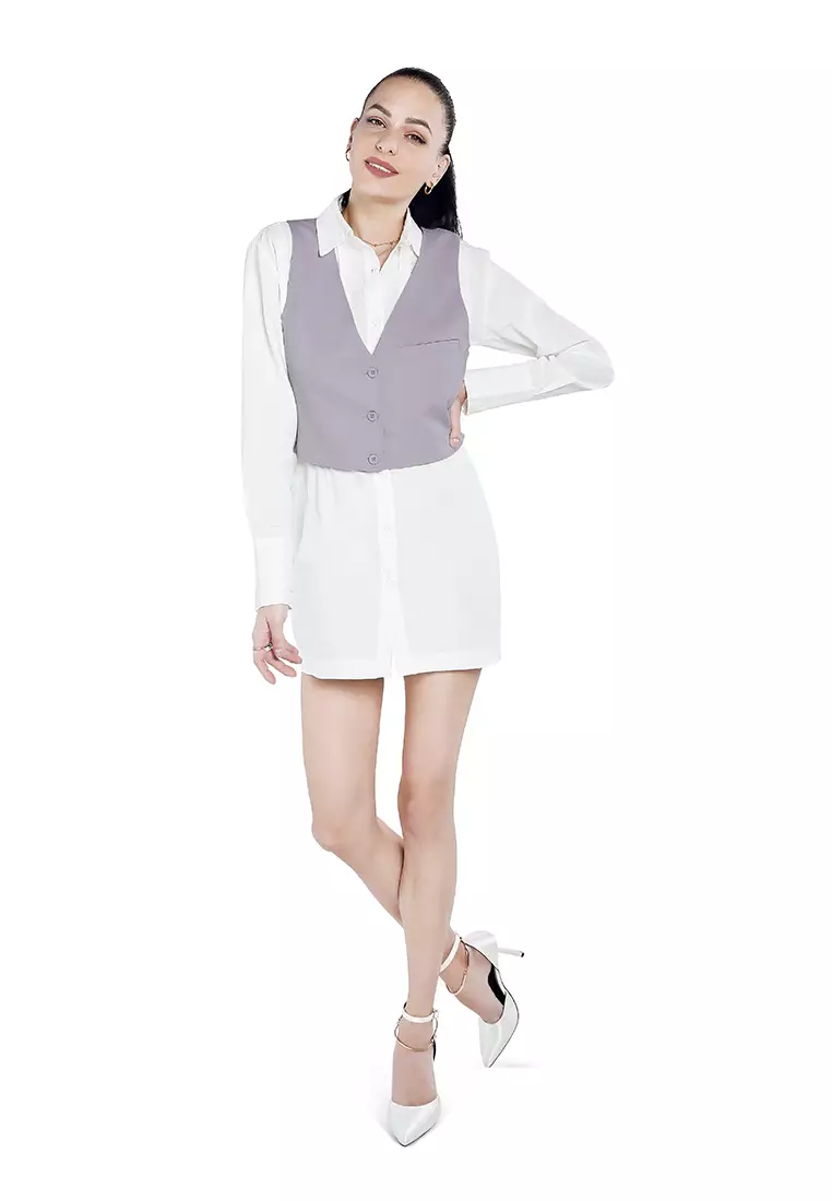 Rompi Kancing Kasual dengan Warna Ungu