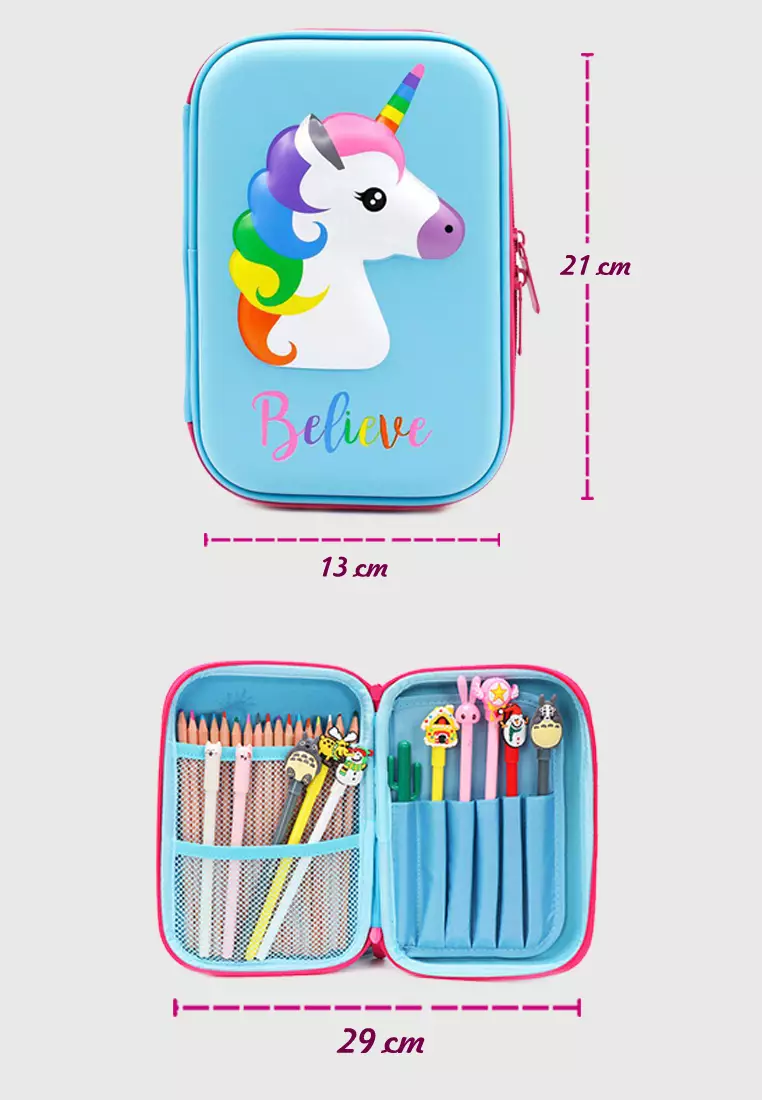 Wakakids Tempat Pensil Anak 3D Motif  Timbul Karakter Anak Hebat Waterproof Kotak Pensil Hardcase Besar Venhs