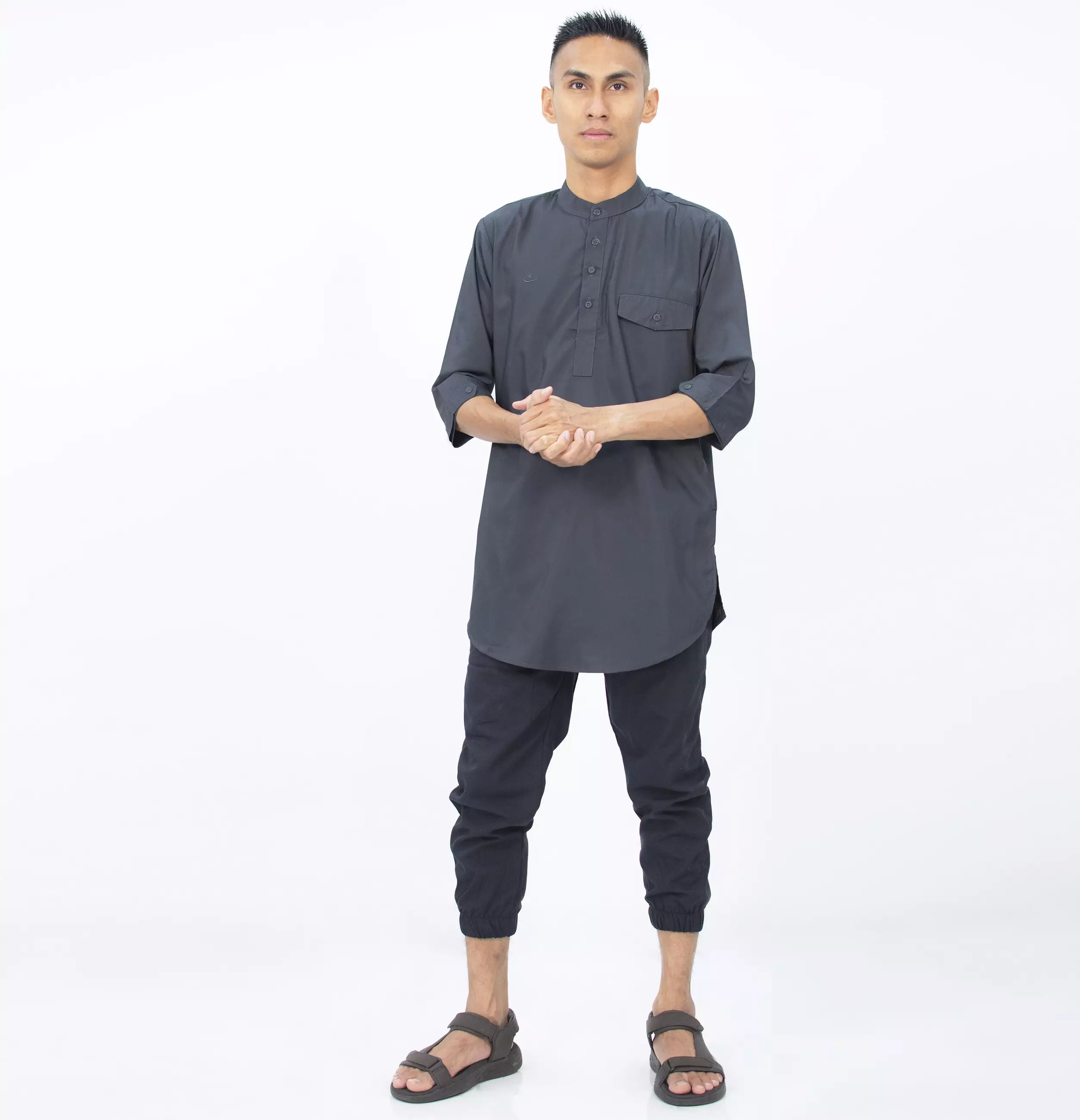 AMMAR Baju Koko Kurta Pakistan Busana Muslim Pria Fashion Muslim Pria Kurta Pria Kemeja Koko - ABU TUA