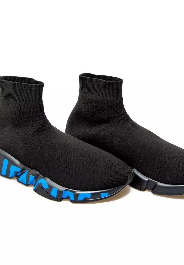 線上選購Balenciaga Balenciaga Speed Graffiti男裝休閒鞋(黑色,藍色