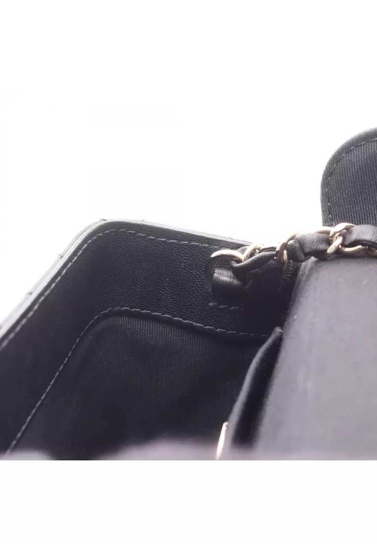 Pre-Loved Chanel matelasse Small Box chain shoulder bag lambskin black gold hardware