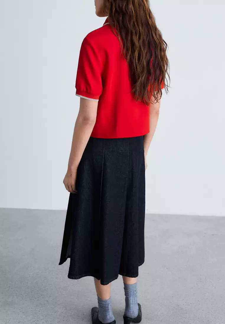 Cropped Polo Shirt with Contrasting Trim