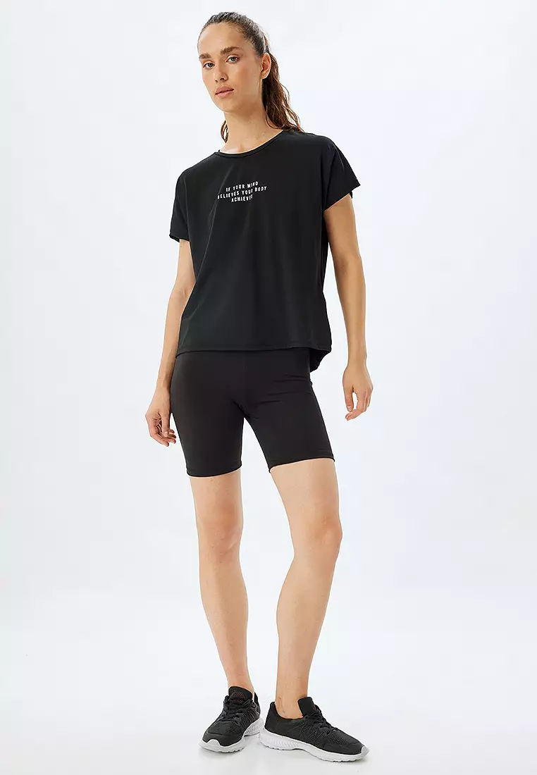 Slogan Printed Comfortable Fit Sports T-Shirt