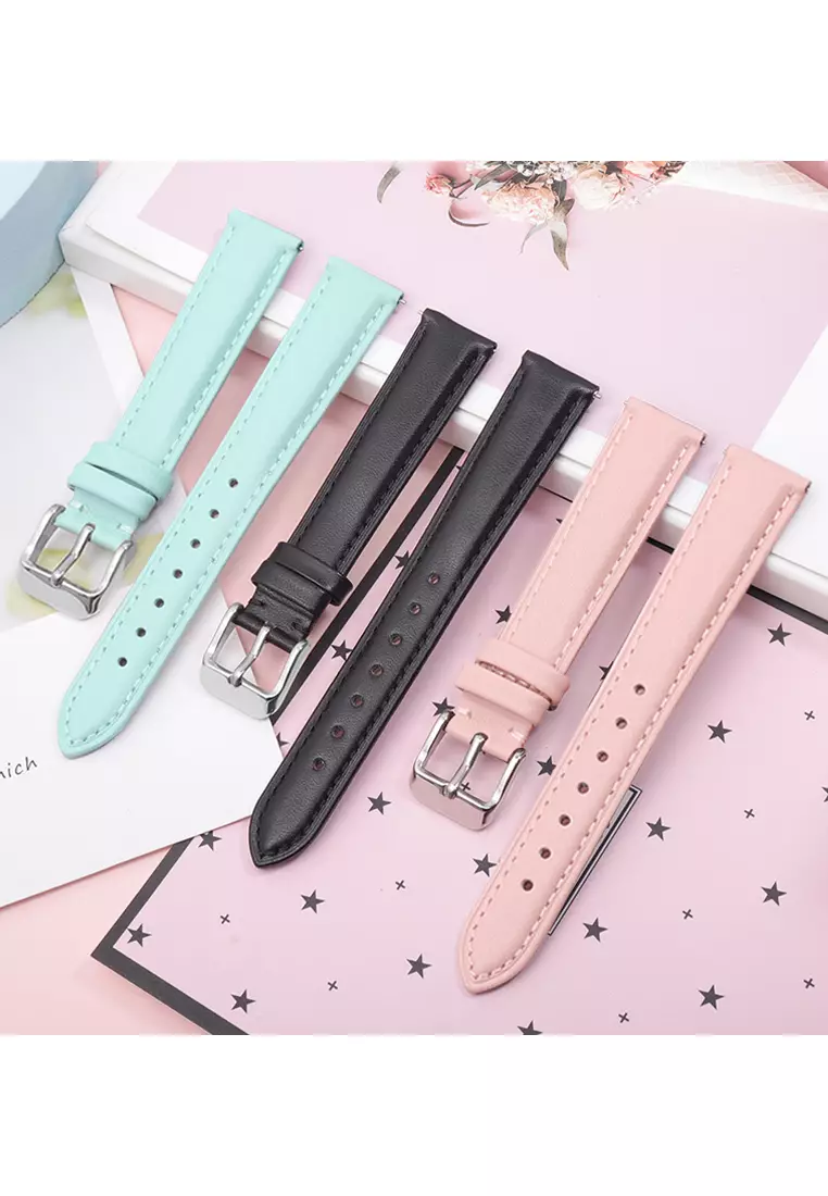 Tali Kulit Wanita Jam Tali Genuine Leather Strap 12mm Hitam