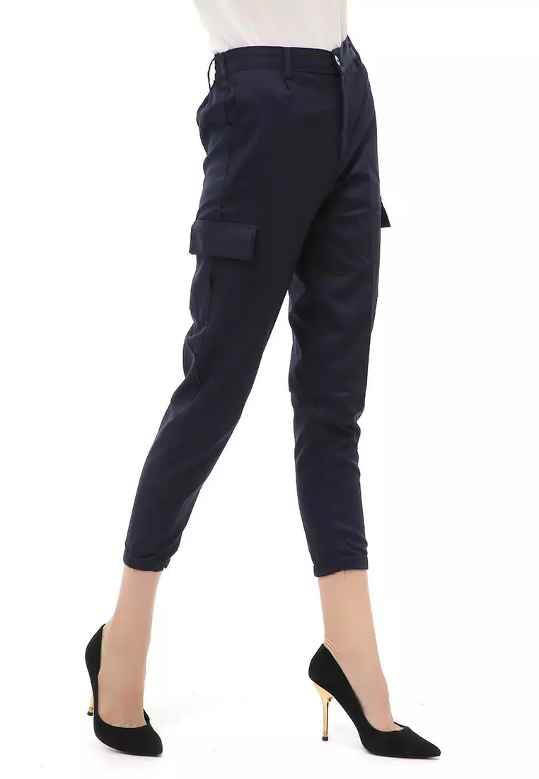 Jourel Jogger Pants Kasual Wanita Material Cotton ORIGINAL - Navy