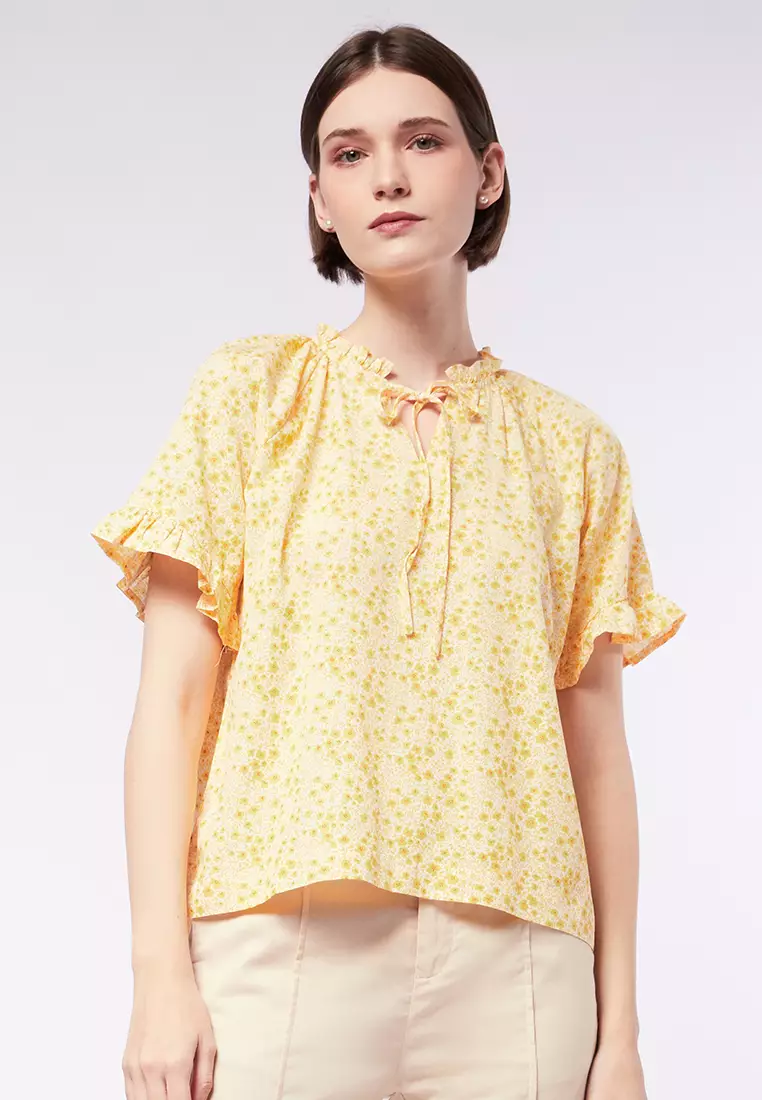Petite Mendigote Tera short sleeve printed blouse