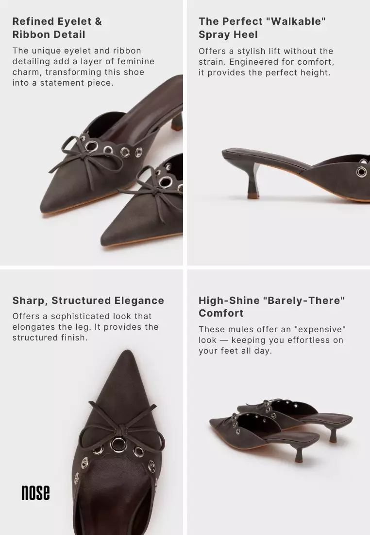 尖头镂空装饰中跟穆勒鞋