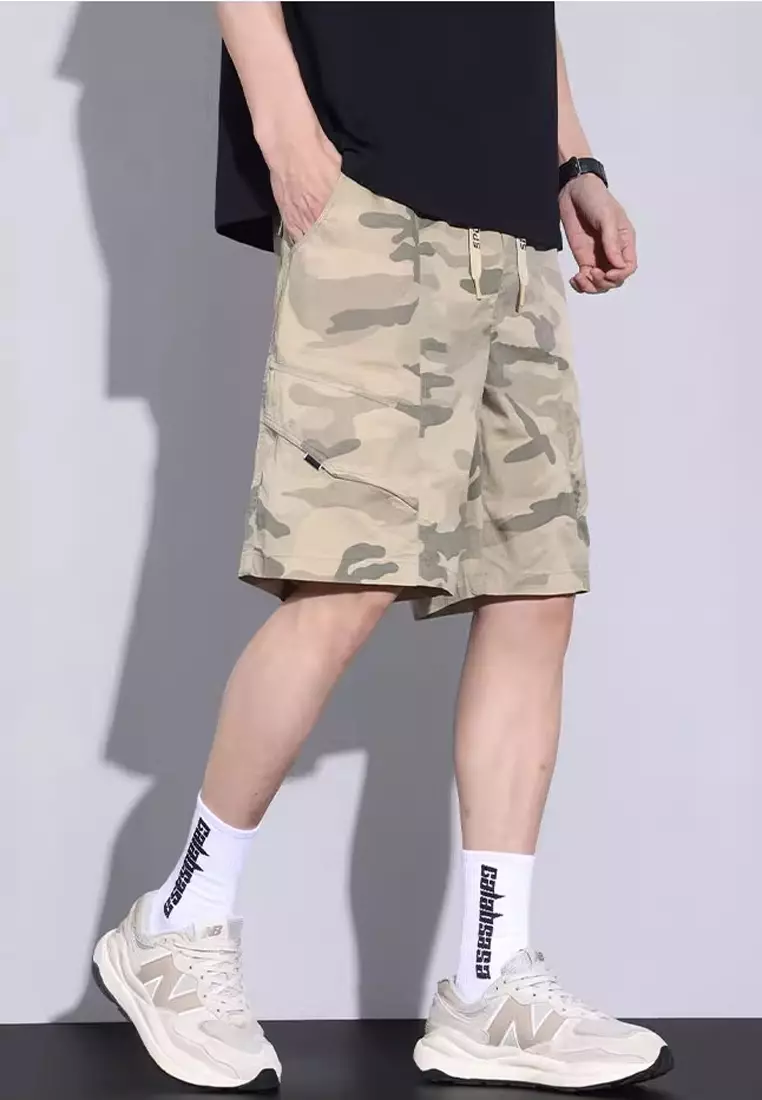 Camo Drawstring Casual Shorts