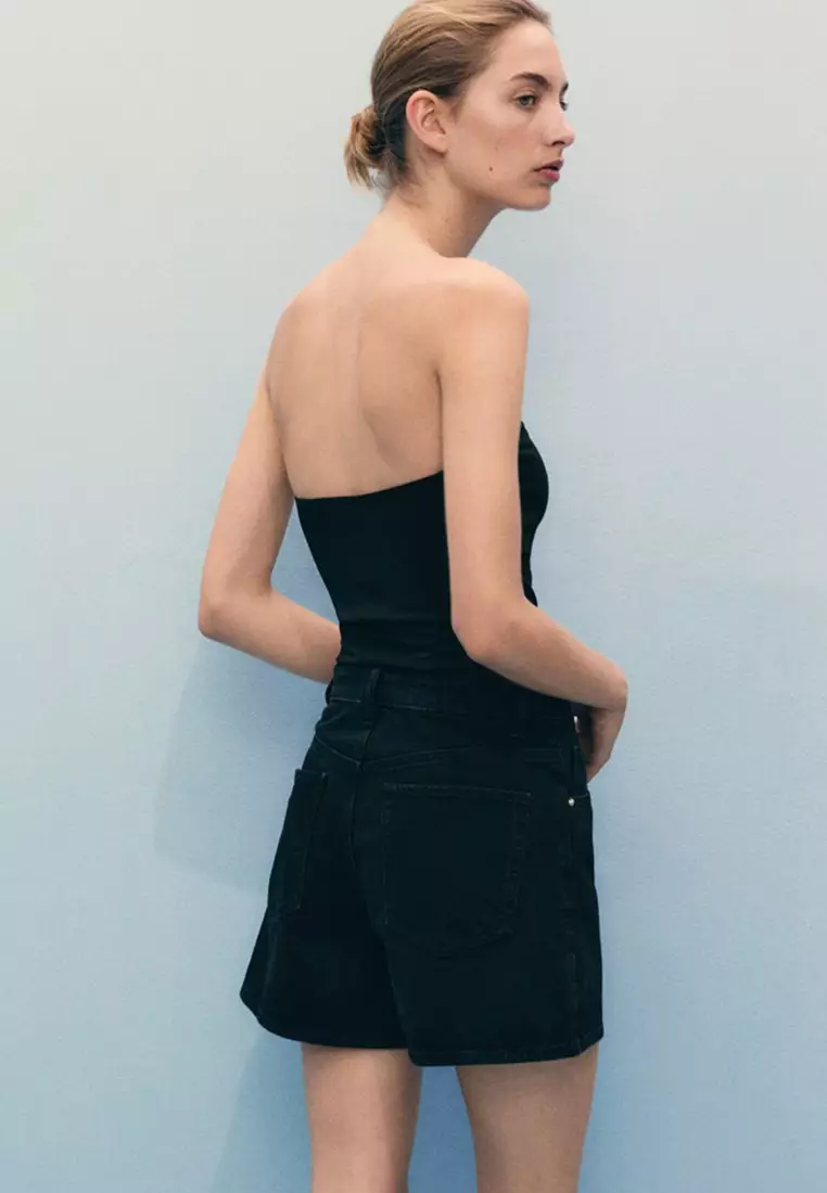 High-Waisted Straight-Fit Denim Shorts