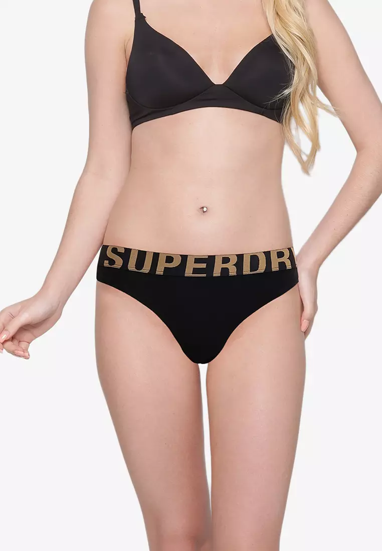 Superdry Organic Cotton Offset Logo Bikini Briefs - Women's Womens