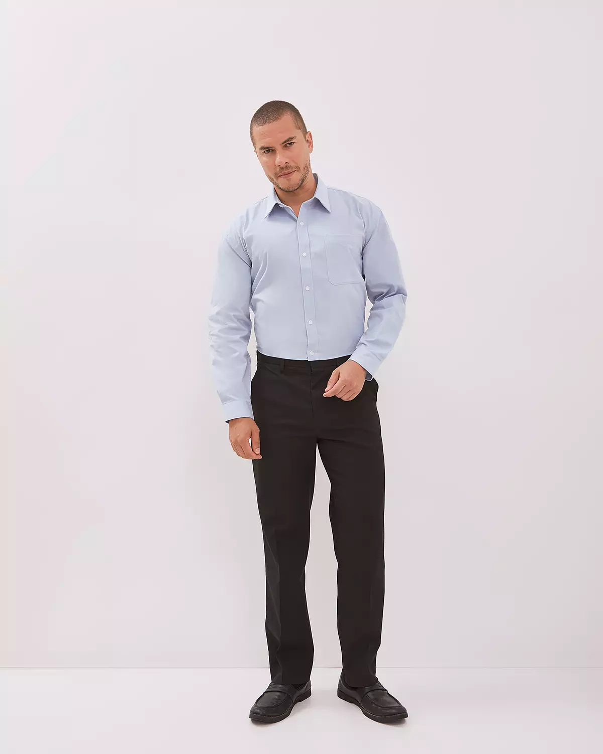 MEN'S BASIC BLUE LONG-SLEEVED SHIRT