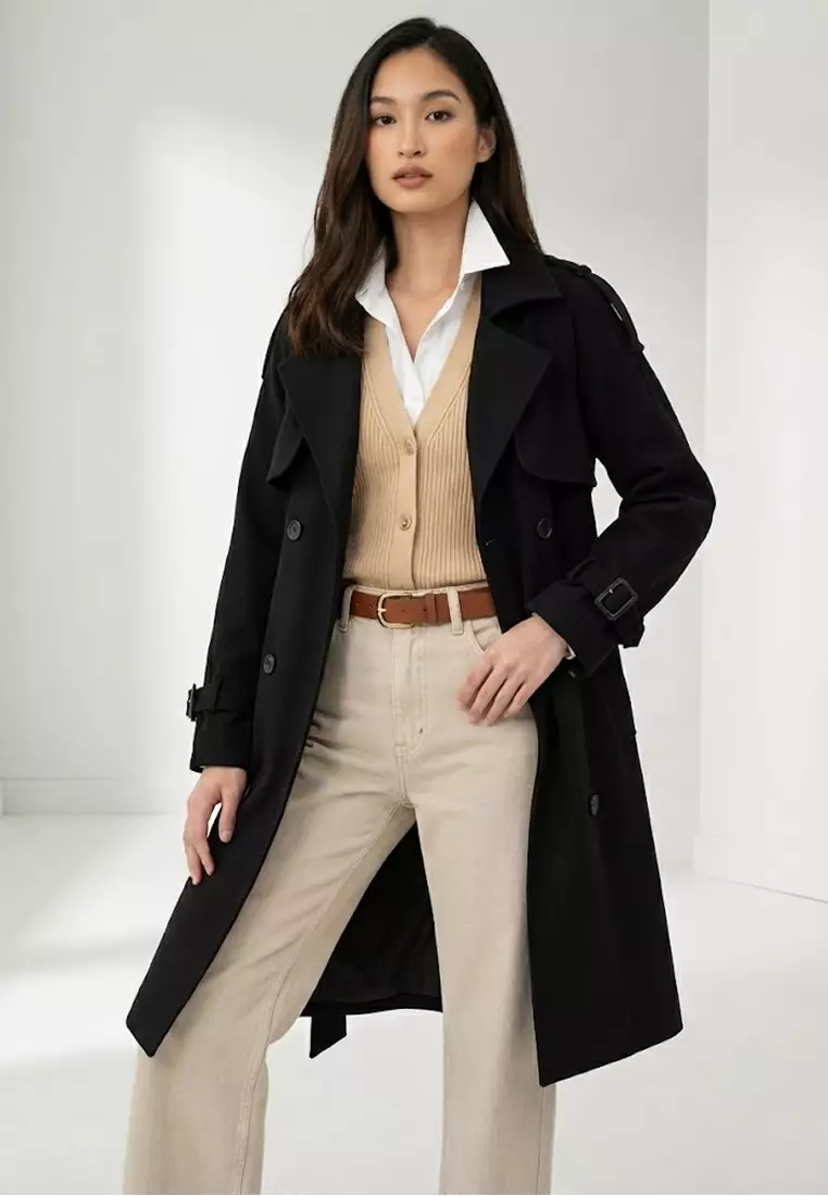 Mid-length Cotton Blend Trench Coat