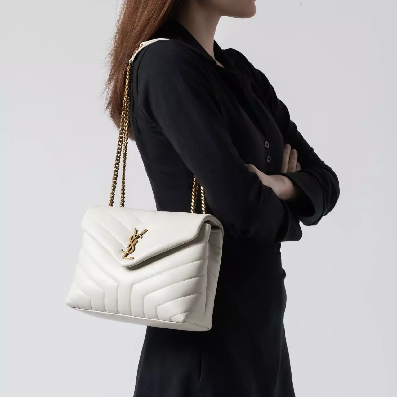 Saint laurent loulou small white sale