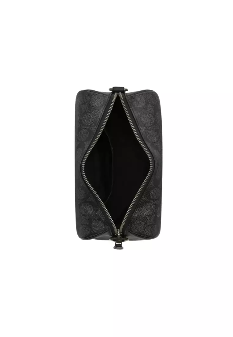 Coach Axel Crossbody Bag Signature Canvas In Charcoal Black CV762