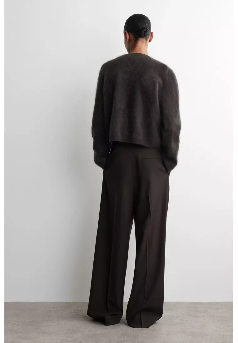 BRUSHED-CASHMERE CREW-NECK CARDIGAN