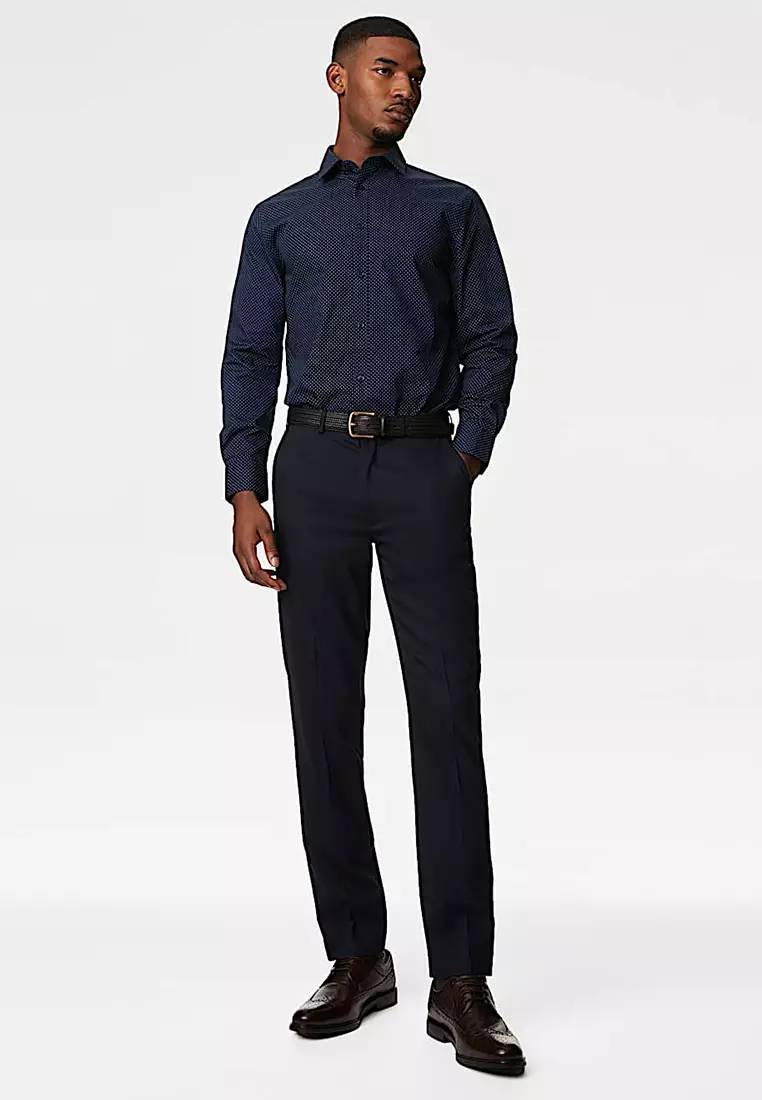 2pk Regular Fit Easy Iron Polka Dot Long Sleeve Shirts