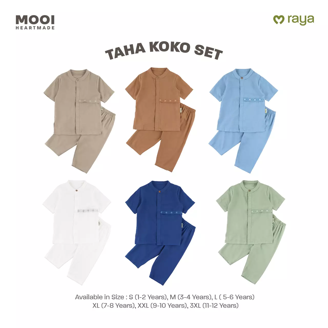 Mooi Taha Koko Set Setelan Koko Anak Raya Collection - Khaki