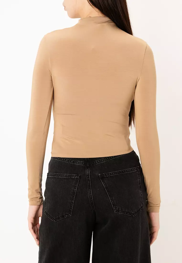 Long Sleeve Ruched Jersey Top