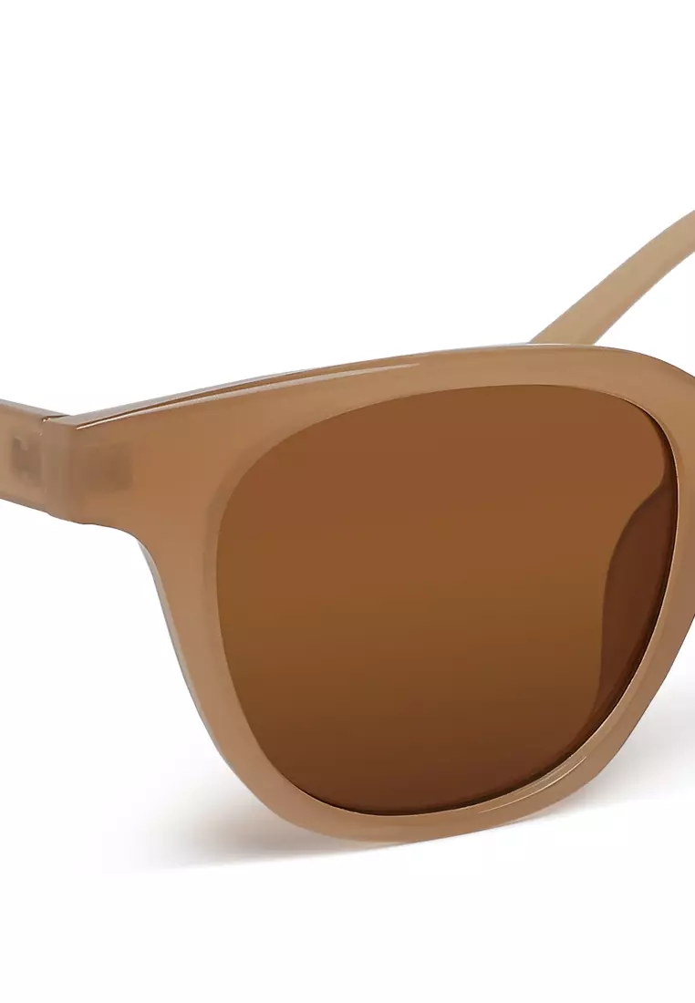 Kacamata Wayfarer Potongan Persegi berwarna Coklat