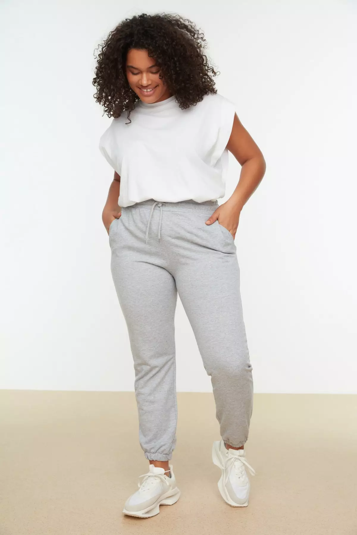 Buy Trendyol Plus Size Gray Knitted Sweatpants 2024 Online