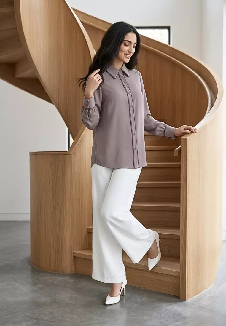 Calista Shirt – Premium Soft | Taupe Warna TAUPE
