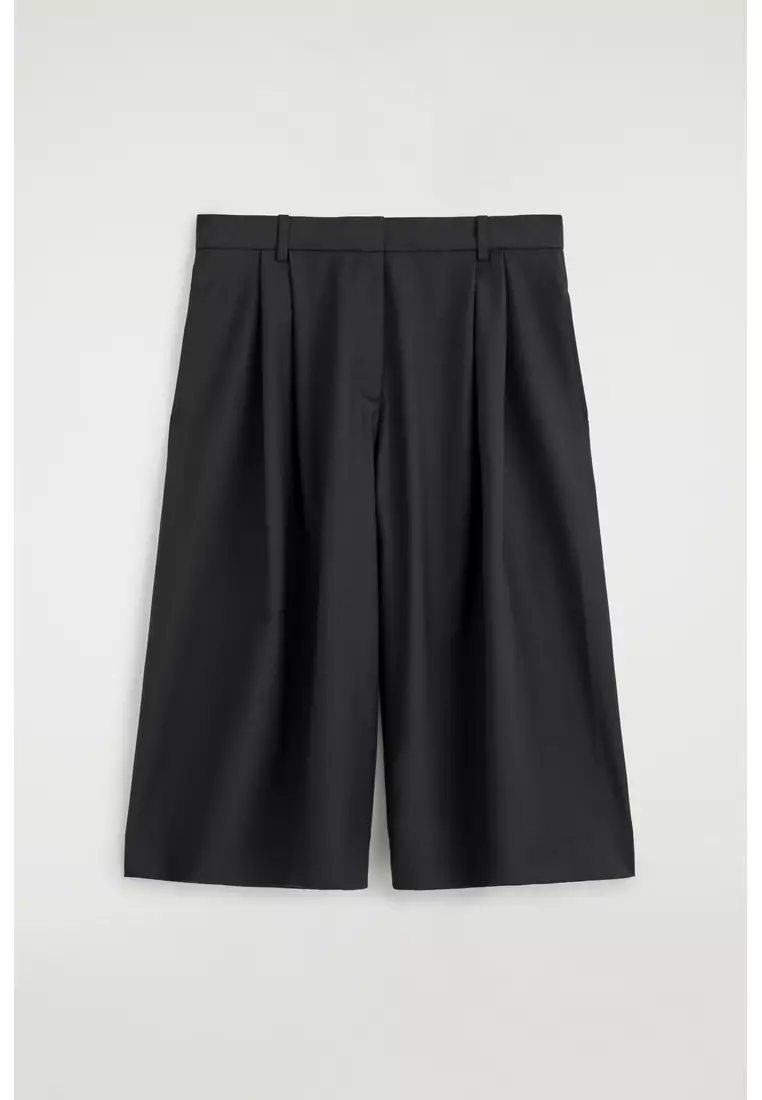 PLEATED WOOL-BLEND CULOTTES