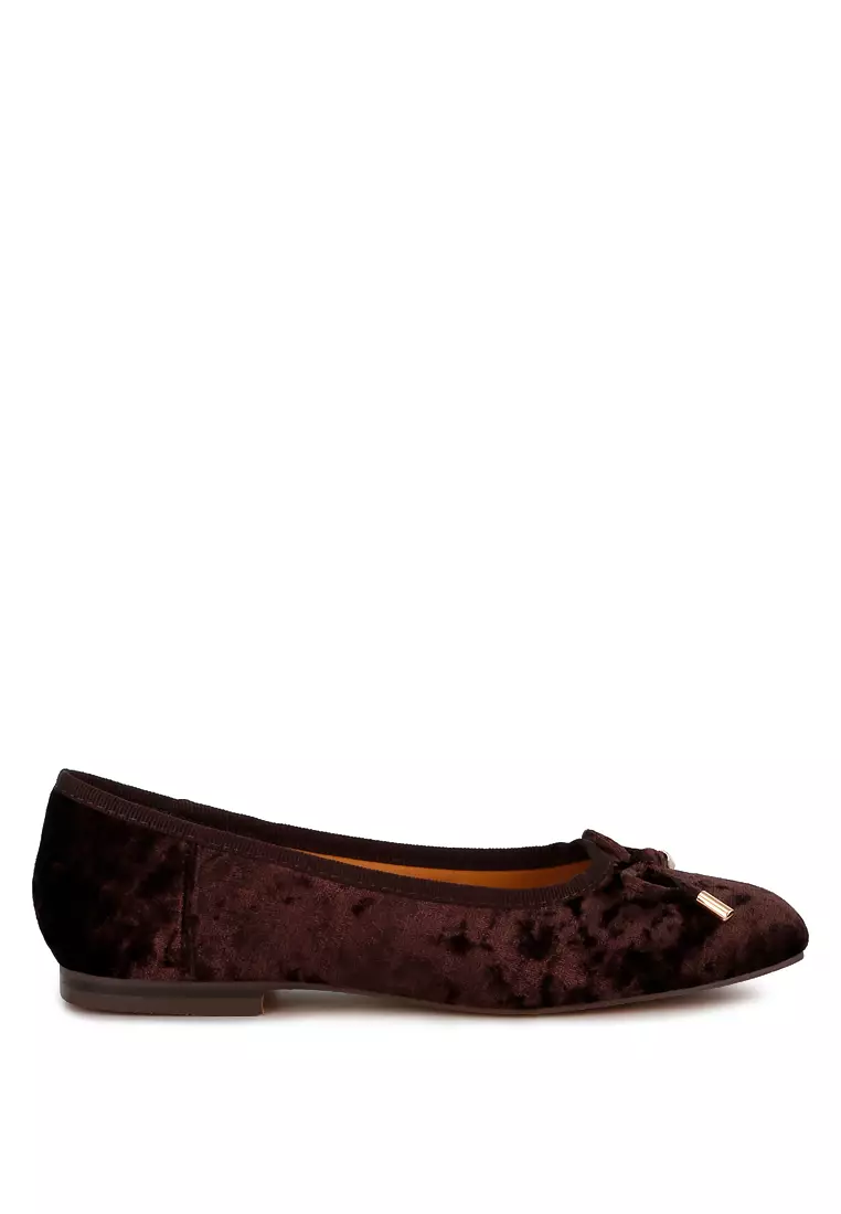 Discount on Rag & CO.  shoes - SKU: Brown Velvet Bow Ballerinas