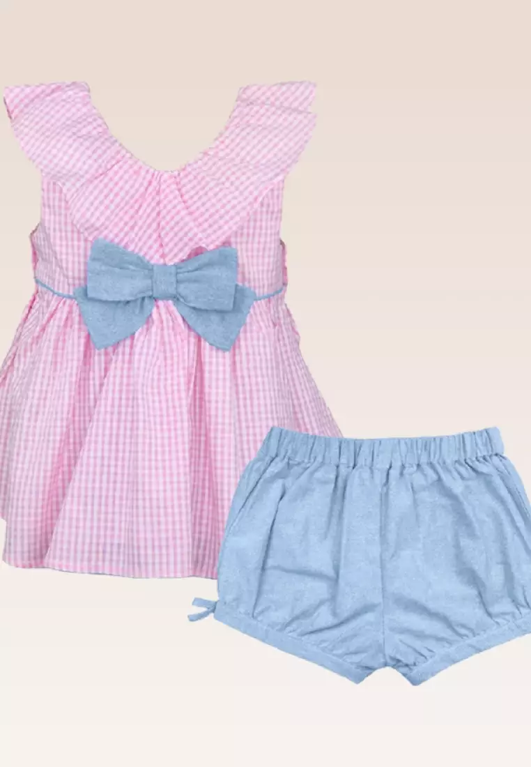 Dorothee Baby Girls and Girls Gingham Ruffled Top and Shorts
