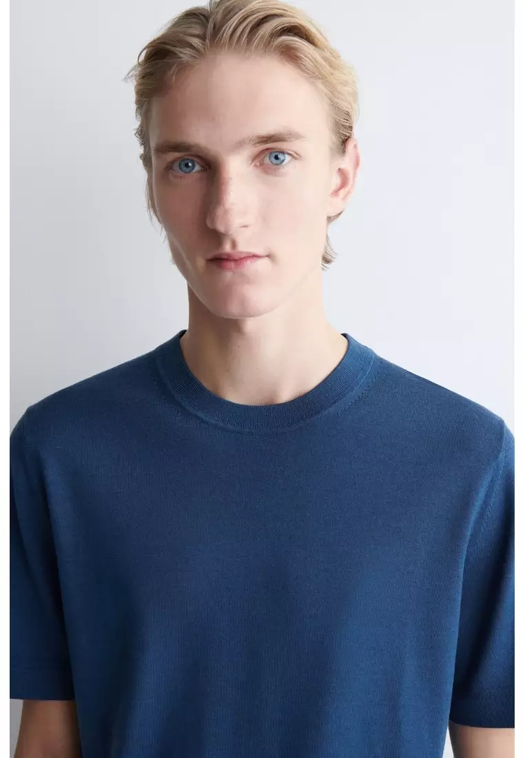 SLIM-FIT MERINO WOOL KNITTED T-SHIRT
