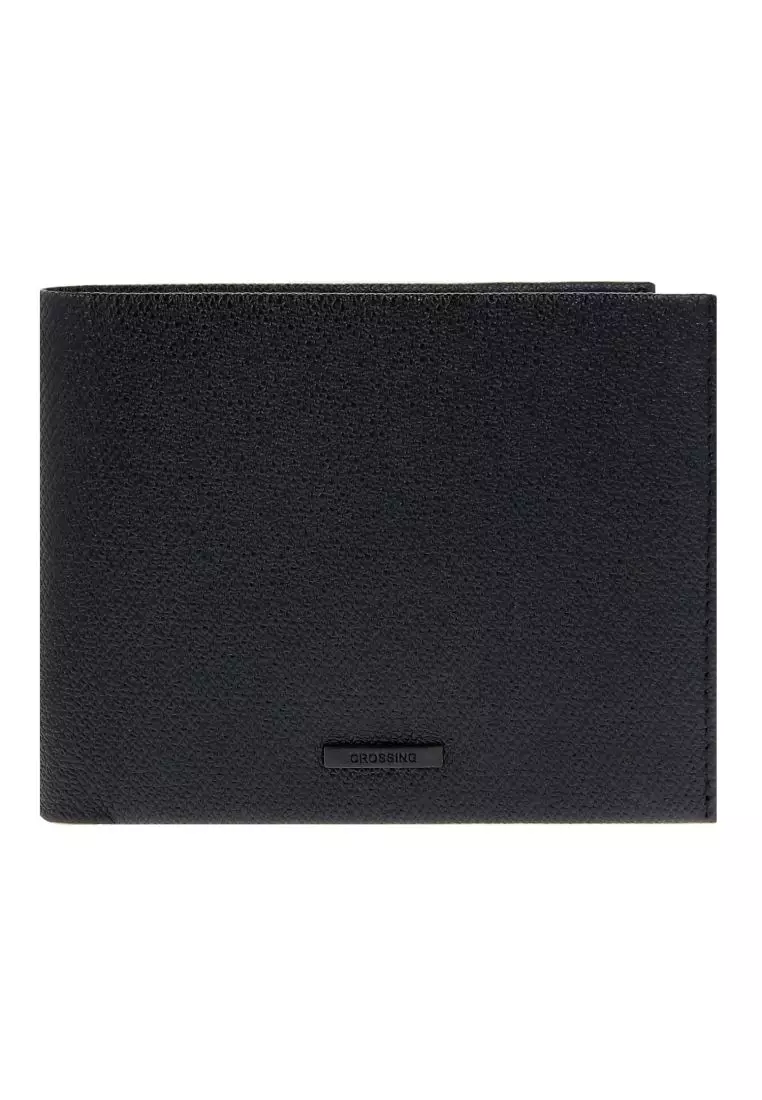 Crossing Elite Bi fold Leather Wallet 18 Card Slots RFID Black