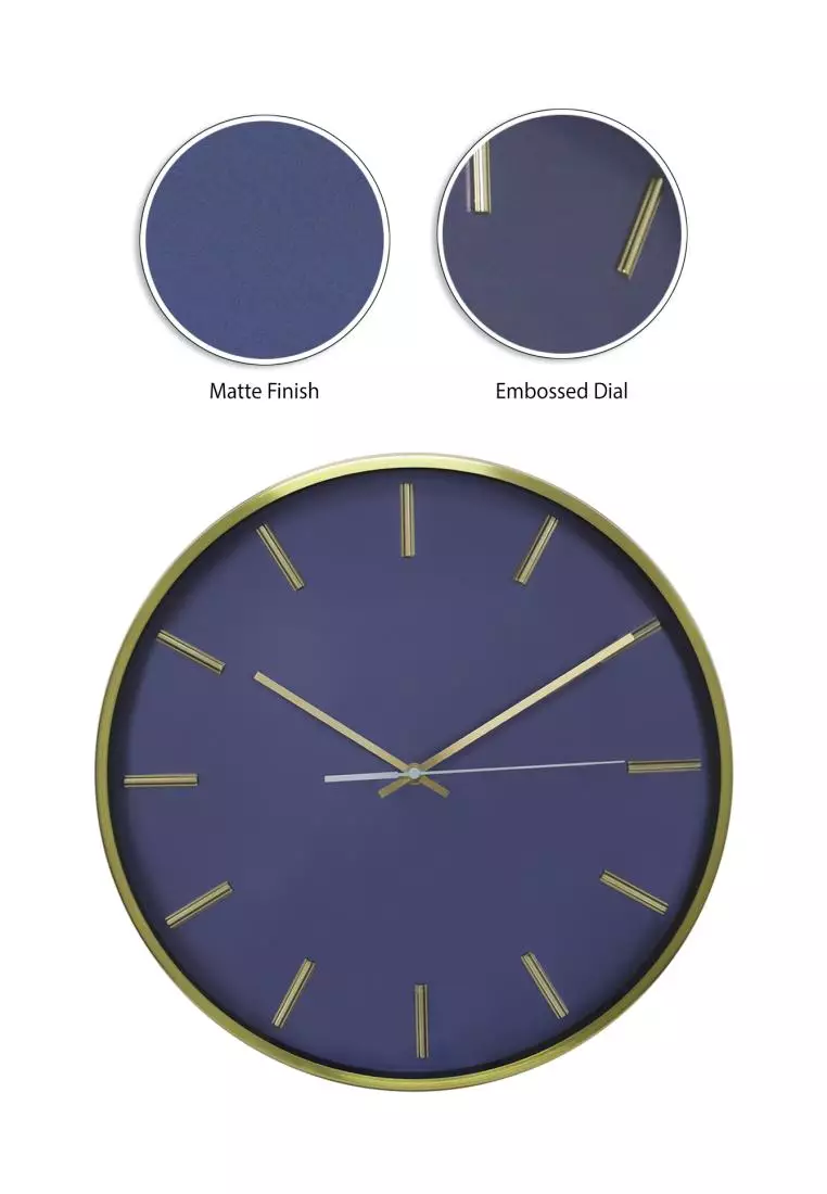 Buy At Home Deluxe Oman Blue Metal Wall Clock 2023 Online ZALORA