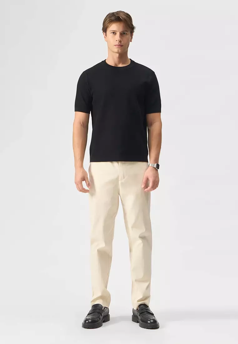 Textured Crew Neck T-Shirt