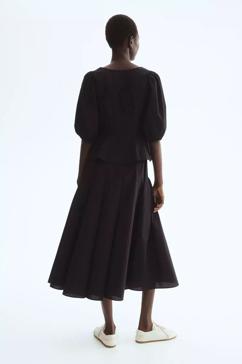 Circular poplin skirt