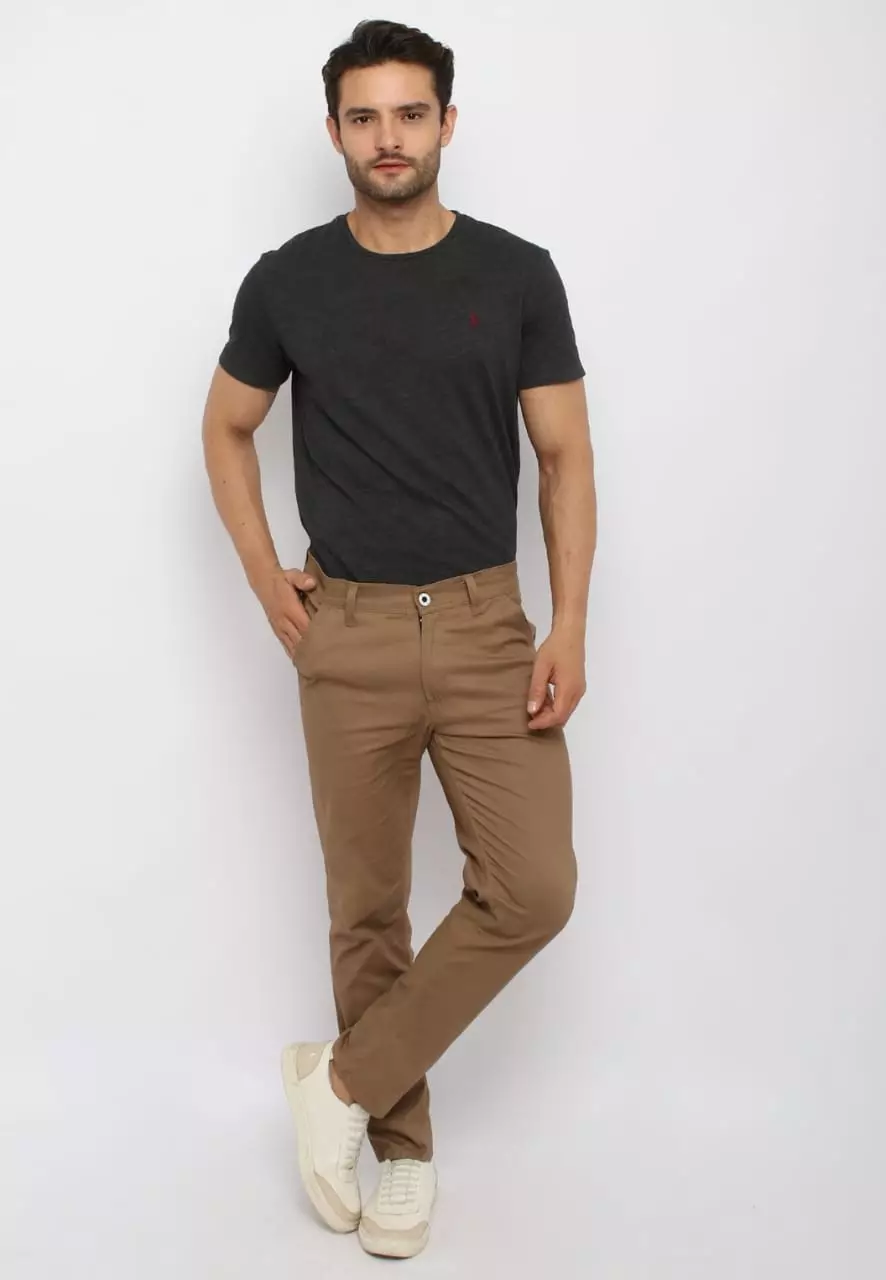 Celana Pria Panjang Chinos Coklat Slimfit