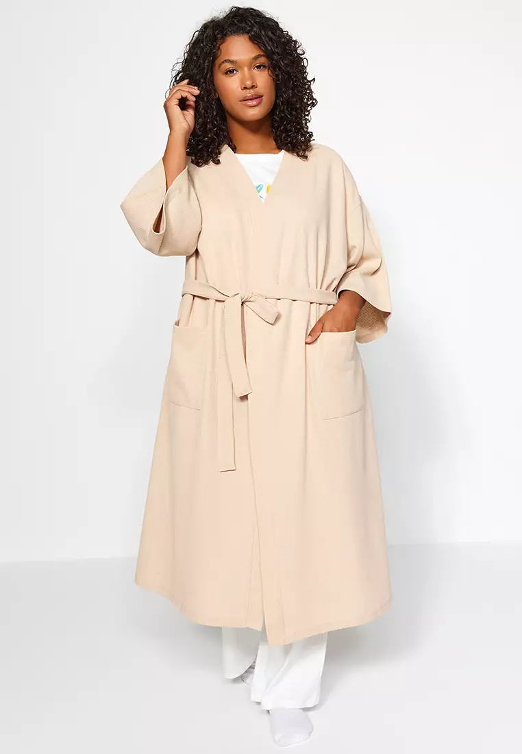 Plus size store waffle dressing gown